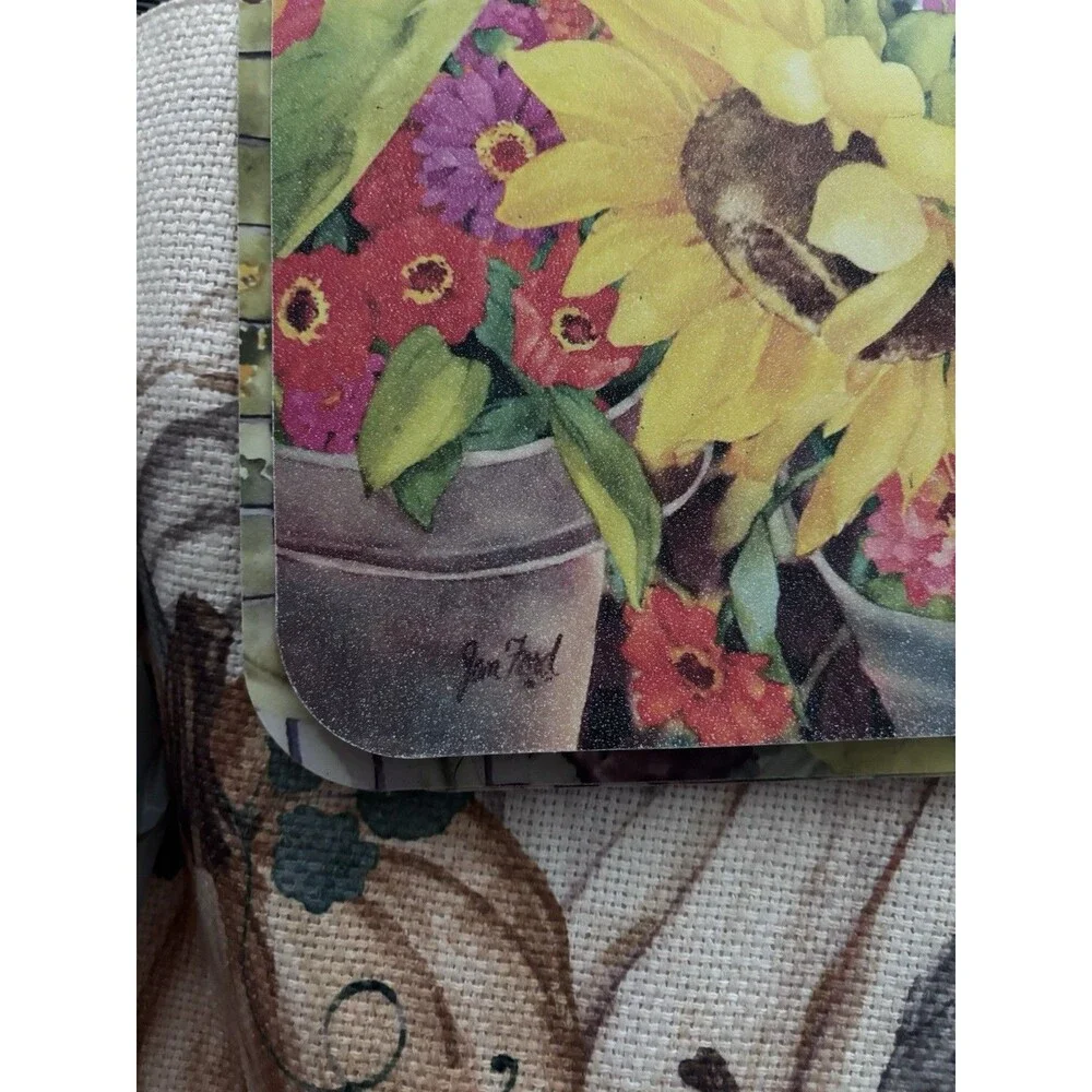 Jan Ford Plastic 2-Sided Sunflower Vintage Placemats Set of 3 - 11 x 17 inches